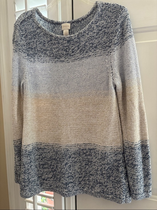 Chico's Sweaters - Chico's Blue and Cream  Crewneck Sweater Medium (Chico 2)